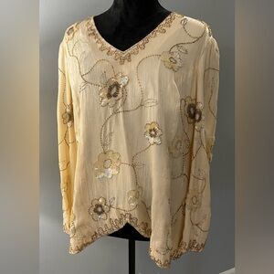 Vintage 80’s GALLERIA International Ltd. Elegant silk Floral Embellished…